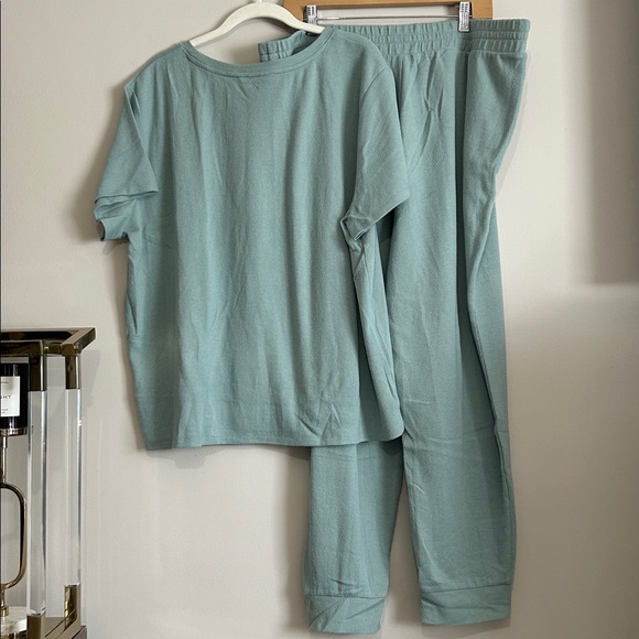 Victoria's Secret XXL Glow Waffle Short sleeve Tee Jogger Set loungewear blue - Picture 9 of 12